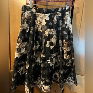 Pink Martini Black and Cream Floral A-Line Skirt